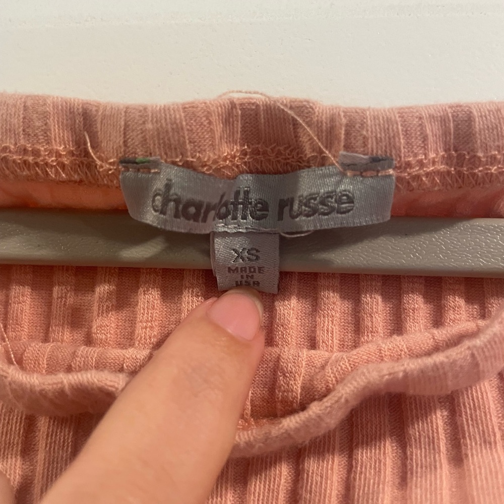 Charlotte Russe Ribbed Off-Shoulder Pink Blouse - Picture 3 of 3
